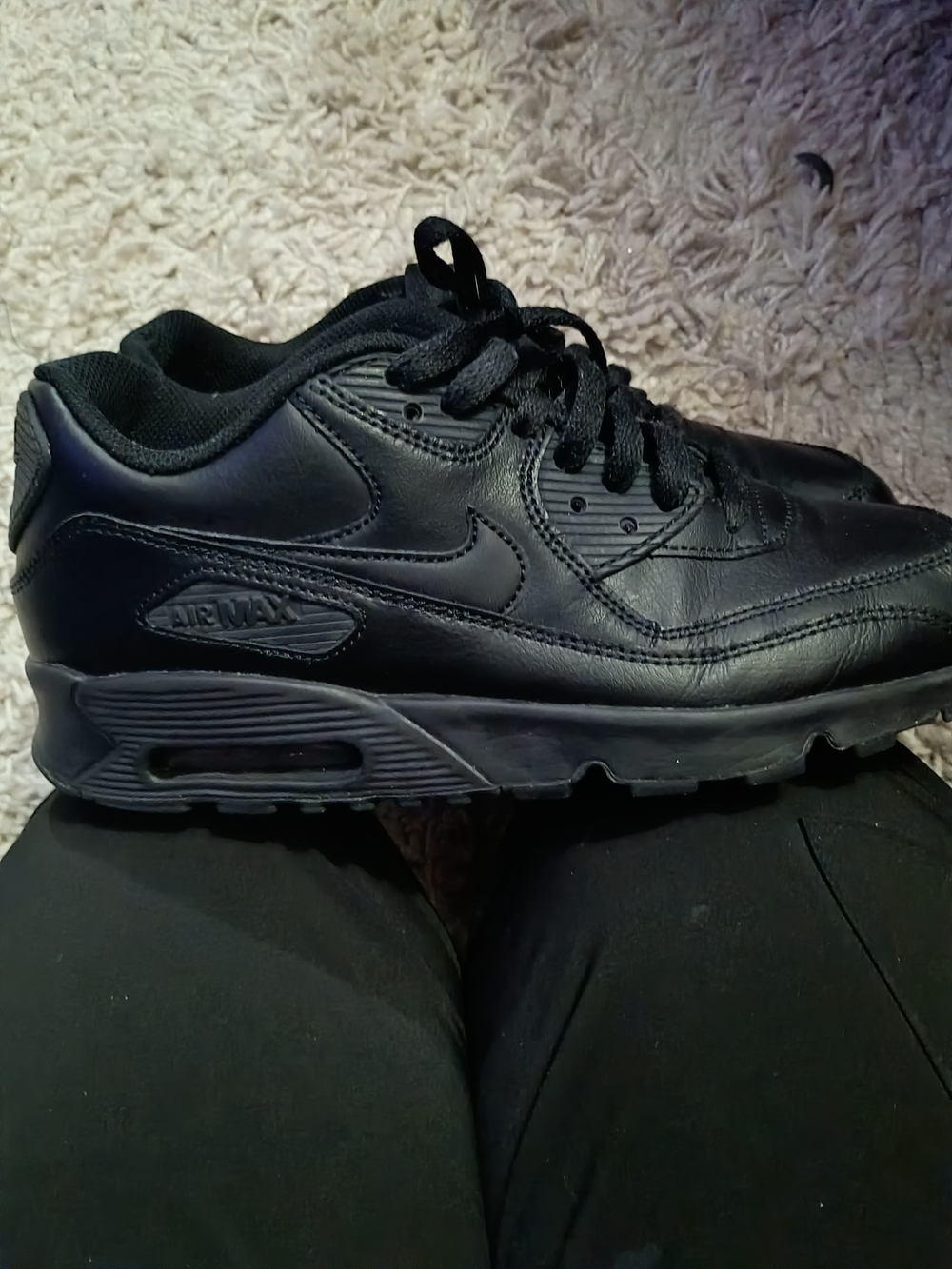 Nike Air Max Men's All-Black Leather Athletic Sneakers